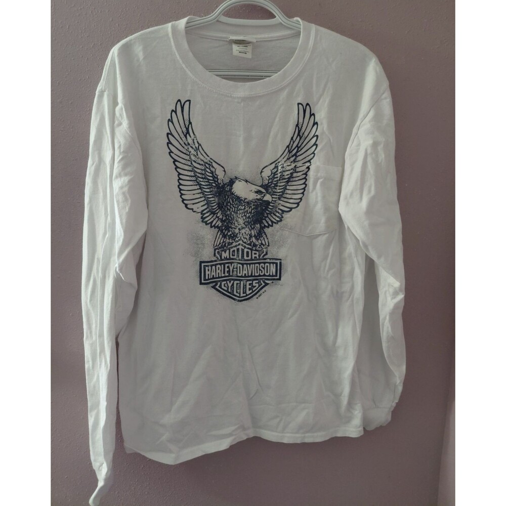 Harley Davidson Long Sleeve Men’s Biker Tshirt Medium Graphic Both Sides